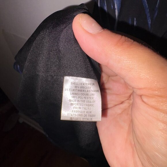 Milly Black Navy Brushstroke V Sheath Cocktail Business Formal Dress Size 4 - Picture 6 of 9